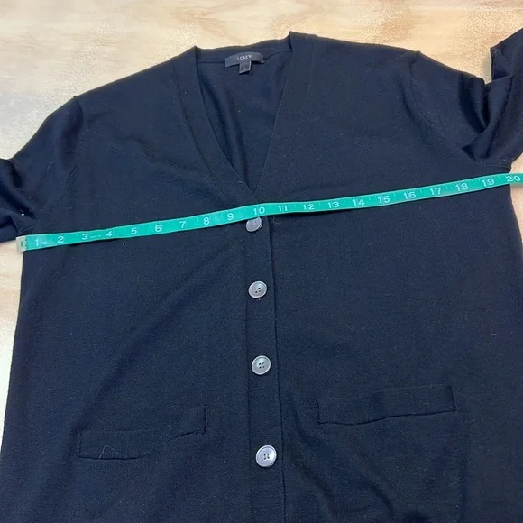 J.Crew Women’s Front Button-Down 100% Wool Black Cardigan Sweater Size XS